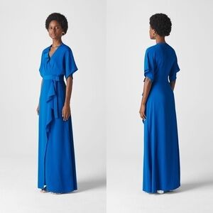 NWOT Whistles Nova Frill Wrap Maxi Dress Blue
